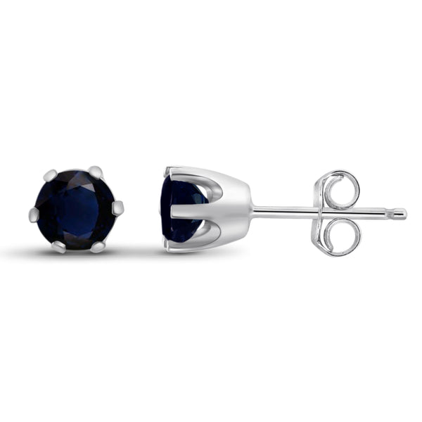 JewelonFire 1 Carat T.G.W. Sapphire Sterling Silver Stud Earrings - Assorted Colors