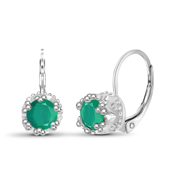 JewelonFire 1 Carat T.G.W. Emerald Sterling Silver Crown Earrings - Assorted Colors