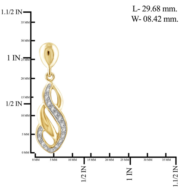 JewelonFire White Diamond Accent 14kt Gold Plated Brass Drop Earrings