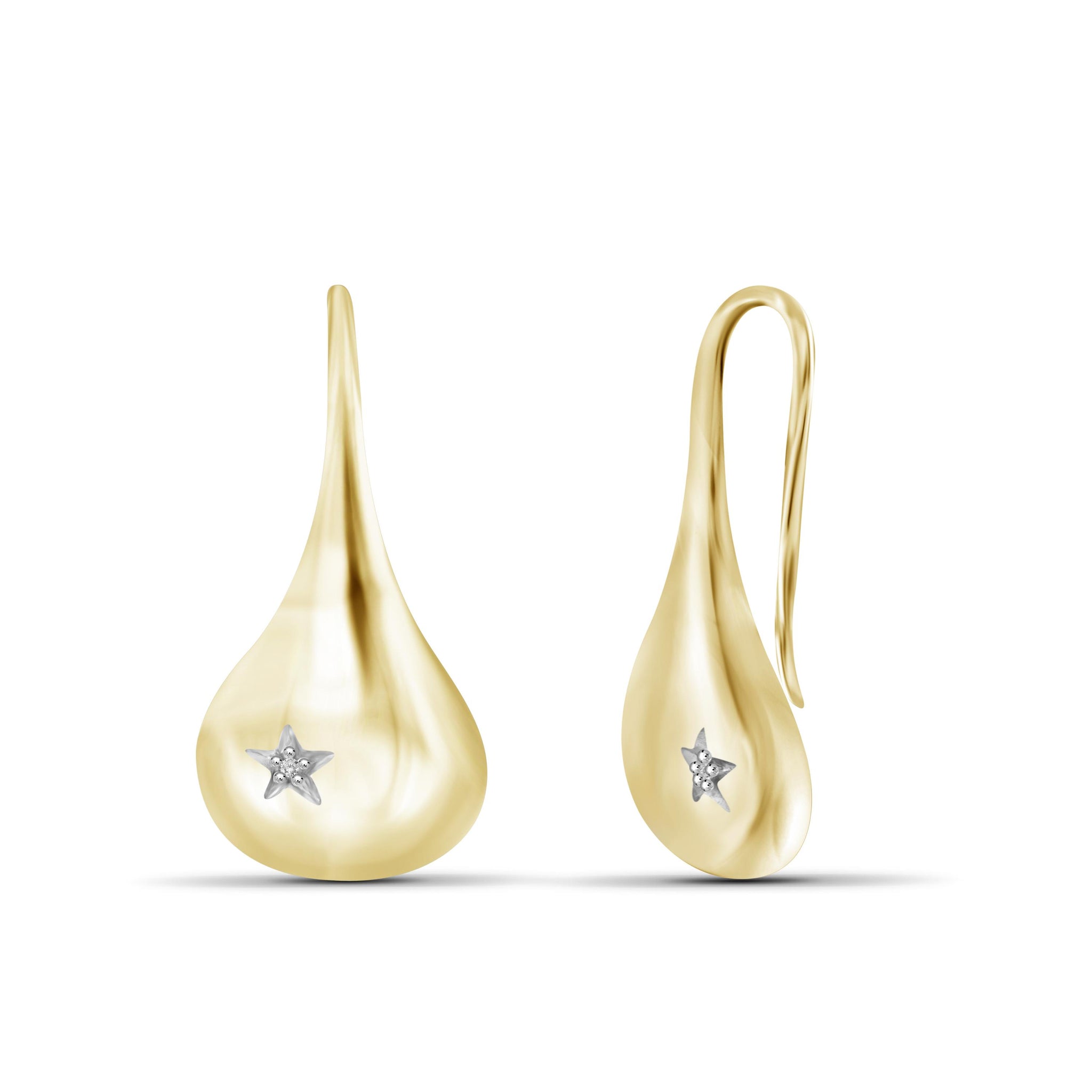 JewelonFire White Diamond Accent 14kt Gold Plated Brass Earrings