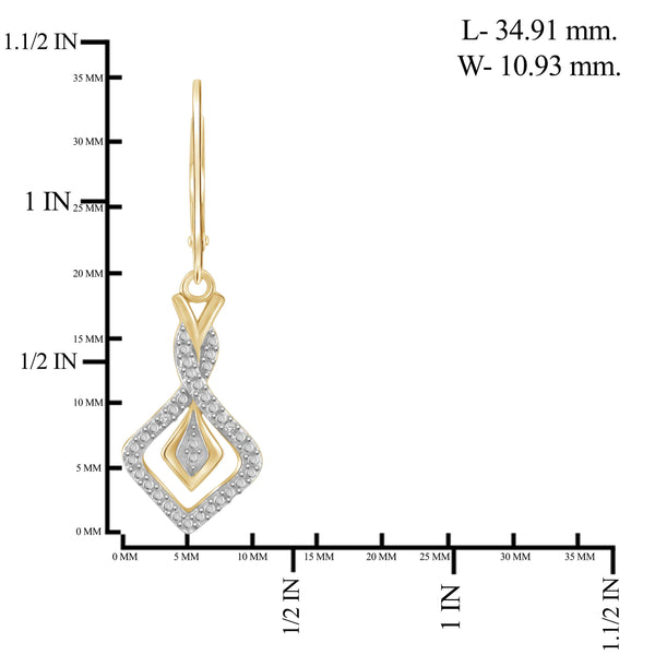 JewelonFire White Diamond Accent 14kt Gold Plated Brass Kite Shape Earrings