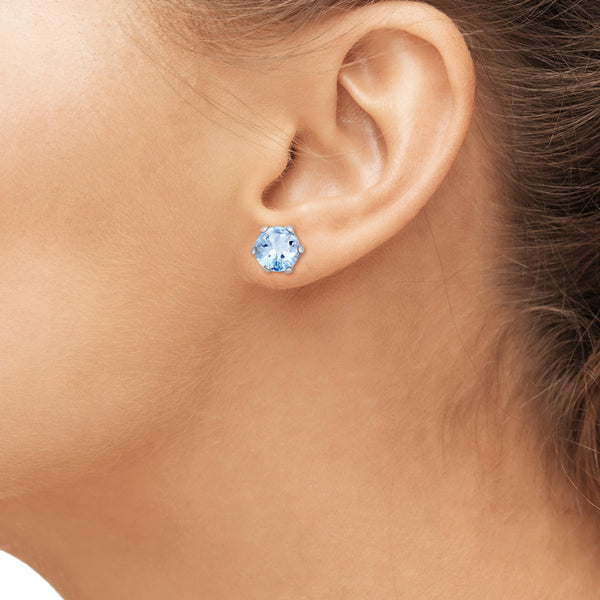 JewelonFire 1/2 Carat T.G.W. Sky Blue Topaz Sterling Silver Stud Earrings - Assorted Colors