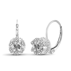 JewelonFire 1 1/4 Carat T.G.W. White Topaz Sterling Silver Drop Earrings - Assorted Colors