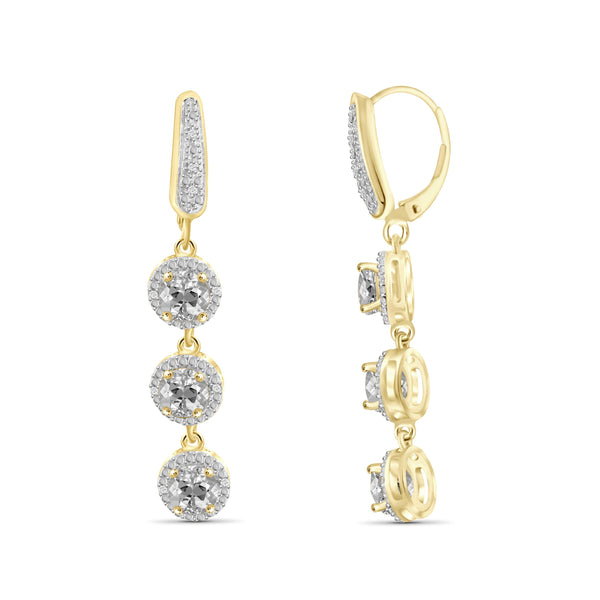 JewelonFire 3 3/4 Carat T.G.W. White Topaz and White Diamond Accent Sterling Silver Dangle Earrings - Assorted Colors