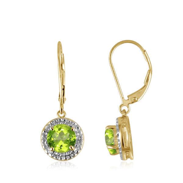JewelonFire 2 3/4 Carat T.G.W. Peridot And White Diamond Accent Sterling Silver Drop Earrings - Assorted Colors
