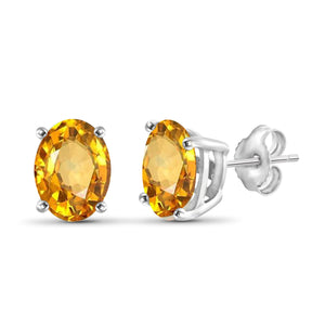 JewelonFire 2 1/4 Carat T.G.W. Citrine Sterling Silver Stud Earrings - Assorted Colors