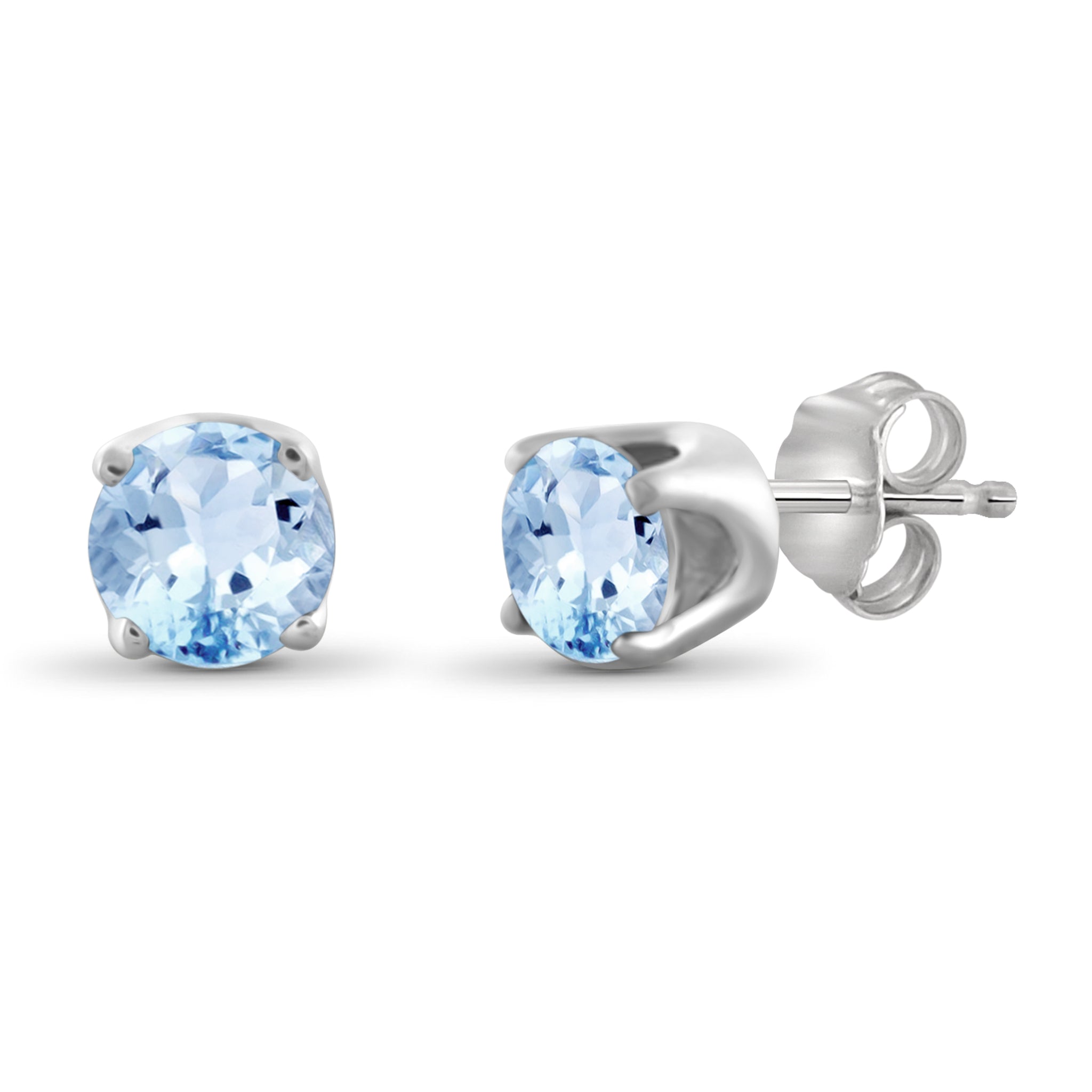 JewelonFire 1.20 Carat T.G.W. Sky Blue Topaz Sterling Silver Stud Earrings - Assorted Colors
