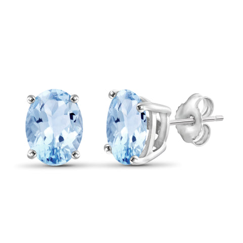 JewelonFire 3.20 Carat T.G.W. Sky Blue Topaz Sterling Silver Stud Earrings - Assorted Colors