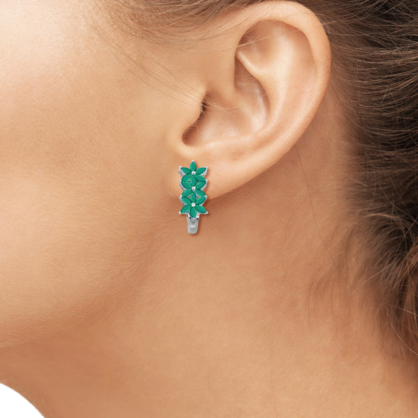 JewelonFire 2.50 Carat T.G.W. Emerald Sterling Silver J Hoop Earrings - Assorted Colors