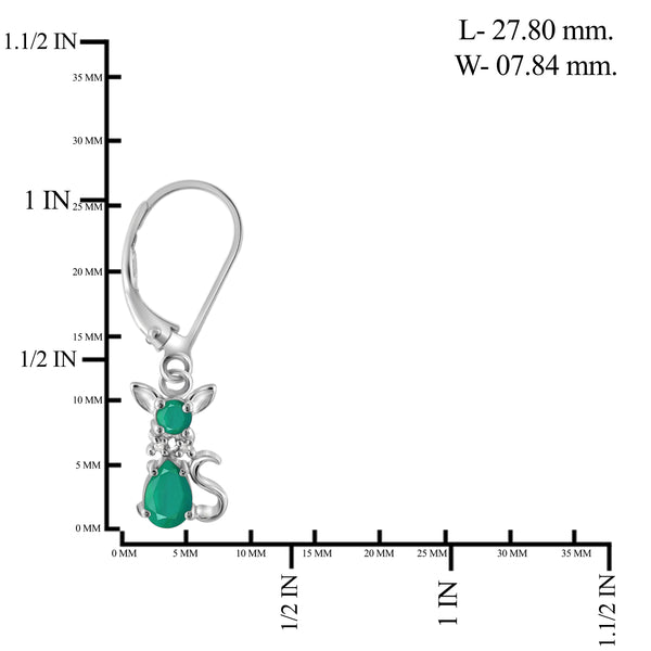 JewelonFire 1.50 Carat T.G.W. Genuine Emerald And Accent White Diamond Sterling Silver Dangle Earrings - Assorted Colors