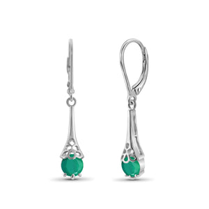 JewelonFire 0.95 Carat T.G.W. Genuine Emerald Sterling Silver Dangle Earrings - Assorted Colors