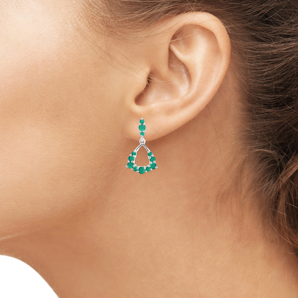 JewelonFire 1.85 Carat T.G.W. Genuine Emerald Sterling Silver Dangle Earrings - Assorted Colors