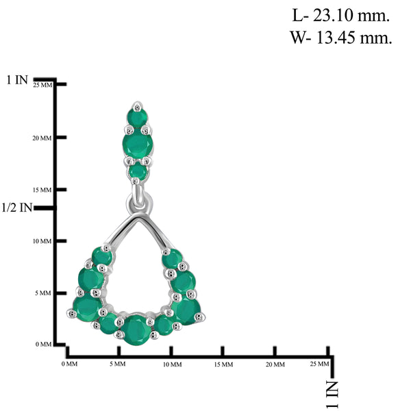 JewelonFire 1.85 Carat T.G.W. Genuine Emerald Sterling Silver Dangle Earrings - Assorted Colors