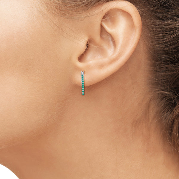 JewelonFire 2.50 Carat T.G.W. Genuine Emerald Sterling Silver Hoop Earrings - Assorted Colors