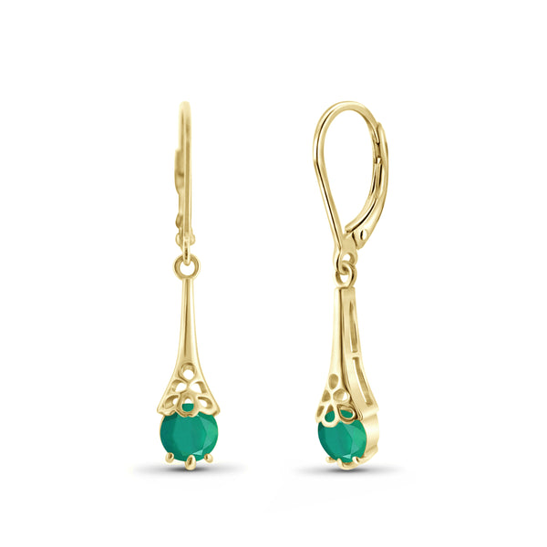 JewelonFire 0.95 Carat T.G.W. Genuine Emerald Sterling Silver Dangle Earrings - Assorted Colors
