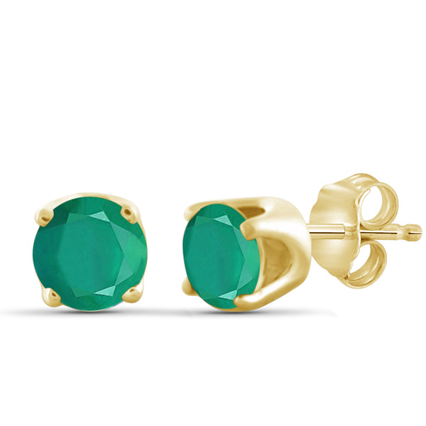 JewelonFire 2.50 Carat T.G.W. Genuine Emerald Sterling Silver Stud Earrings - Assorted Colors