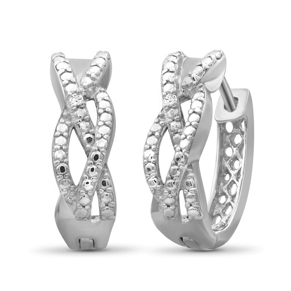 JewelonFire Accent White Diamond Sterling Silver Hoop Earrings - Assorted Colors