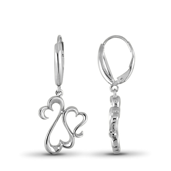 JewelonFire Sterling Silver Entwined Heart Earrings - Assorted Colors