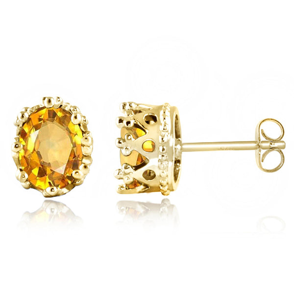 JewelonFire 2 1/4 Carat T.G.W. Citrine Sterling Silver Stud Earrings - Assorted Colors