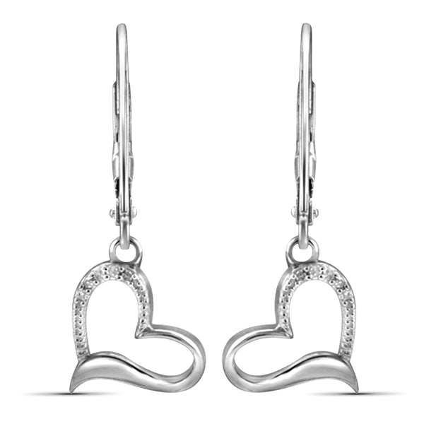 JewelonFire 1/20 Carat T.W. White Diamond Sterling Silver 2 Piece Heart Jewelry Set - Assorted Colors