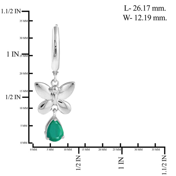 JewelonFire 1.40 Carat T.G.W. Genuine Emerald Sterling Silver Lever Back Earrings - Assorted Colors