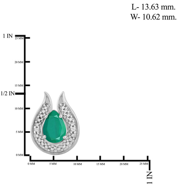 JewelonFire 1.20 Carat T.G.W. Genuine Emerald And Accent White Diamond Sterling Silver Stud Earrings - Assorted Colors