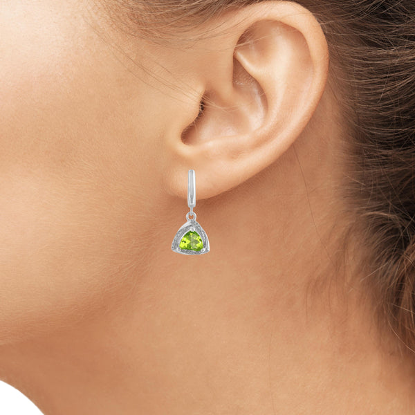 JewelonFire 3.00 Carat T.G.W. Peridot And White Diamond Accent Sterling Silver Dangle Earrings - Assorted Colors