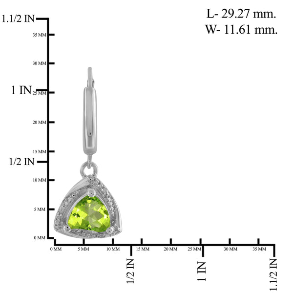 JewelonFire 3.00 Carat T.G.W. Peridot And White Diamond Accent Sterling Silver Dangle Earrings - Assorted Colors