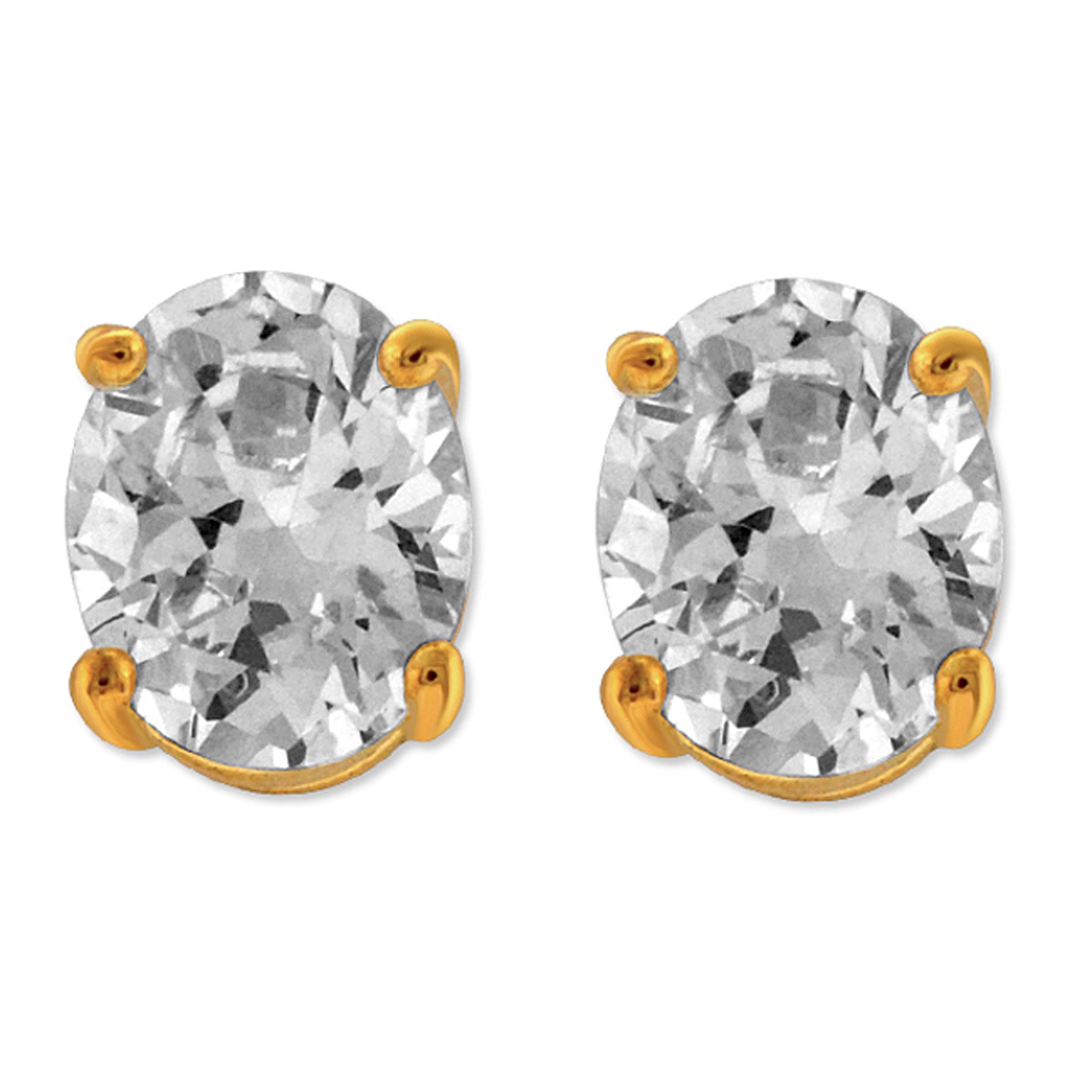 8.00 MM Oval Cubic Zirconia Solitaire Stud Earrings