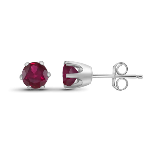 JewelonFire 3/4 Carat T.G.W. Ruby Sterling Silver Stud Earrings - Assorted Colors