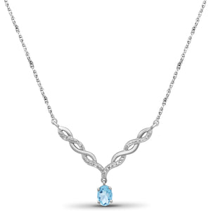 JewelonFire 1/2 Carat T.G.W. Sky Blue Topaz And 1/20 Carat T.W. White Diamond Sterling Silver Pendant - Assorted Colors