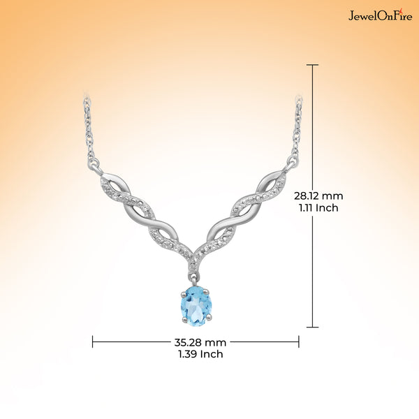 JewelonFire 1/2 Carat T.G.W. Sky Blue Topaz And 1/20 Carat T.W. White Diamond Sterling Silver Pendant - Assorted Colors