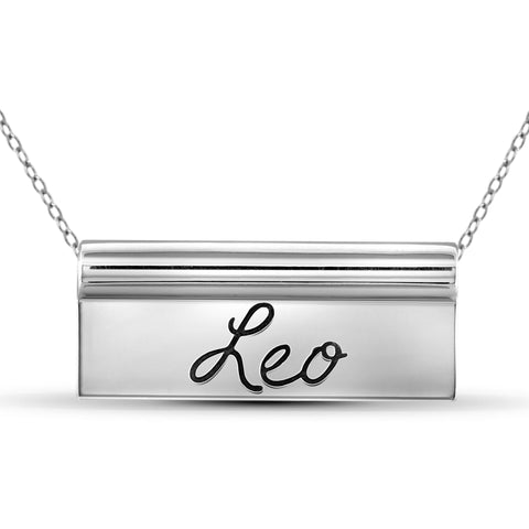 JewelonFire What's Your Sign? Sterling Silver "Leo" Engraved Zodiac Nameplate Necklace - Assorted Colors