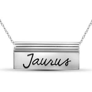 JewelonFire What's Your Sign? Sterling Silver "Taurus" Engraved Zodiac Nameplate Necklace - Assorted Colors