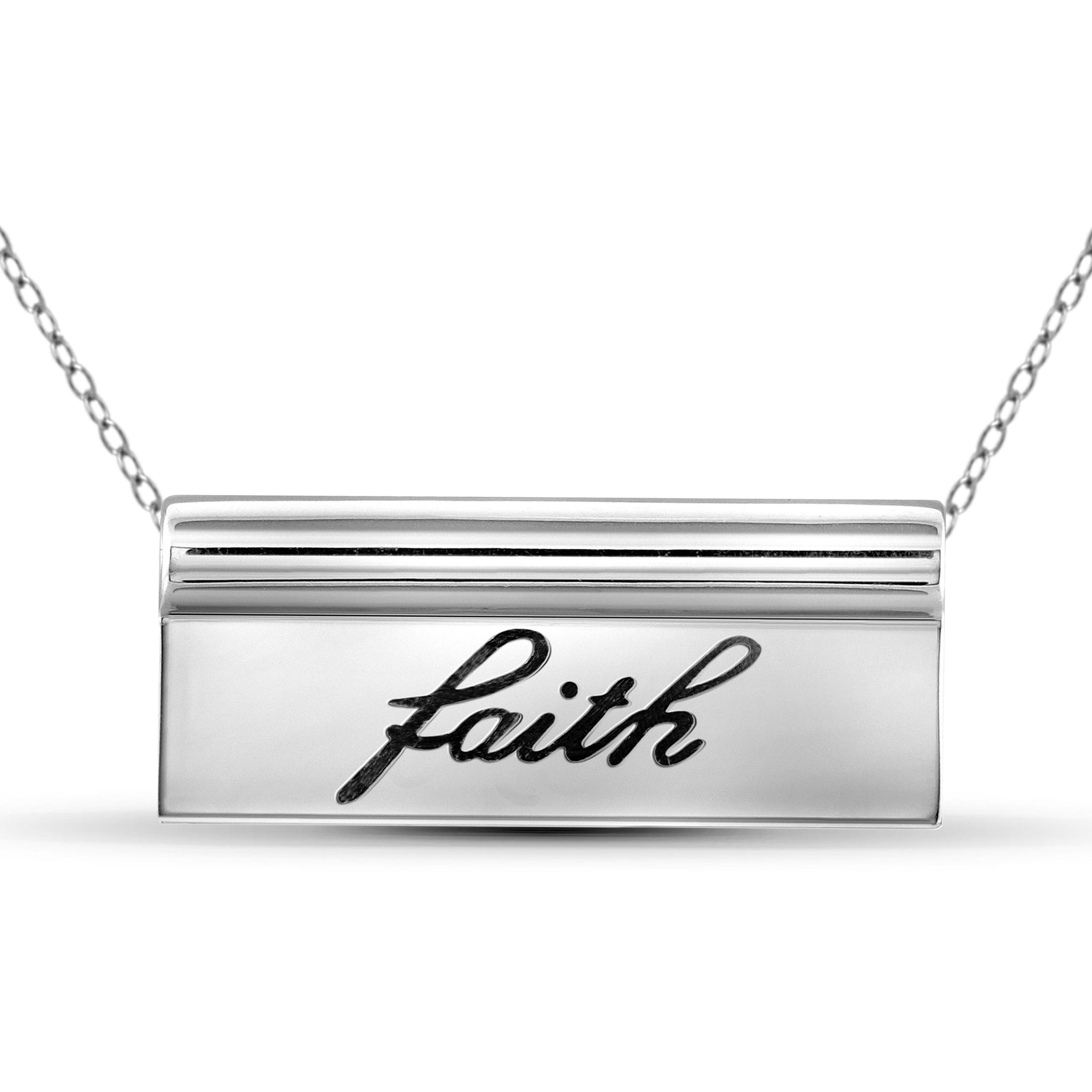 JewelonFire Sterling Silver Faith Name Plate Necklace - Assorted Colors