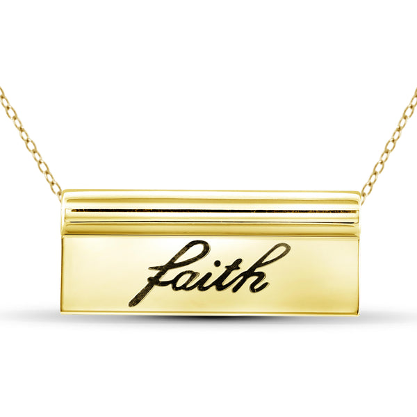 JewelonFire Sterling Silver Faith Name Plate Necklace - Assorted Colors