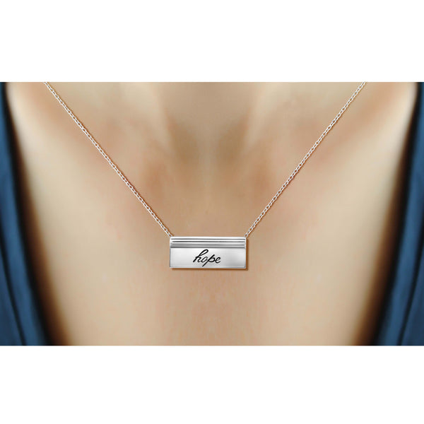 JewelonFire Sterling Silver Hope Name Plate Necklace - Assorted Colors