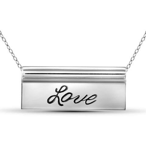 JewelonFire Sterling Silver Love Name Plate Necklace - Assorted Colors