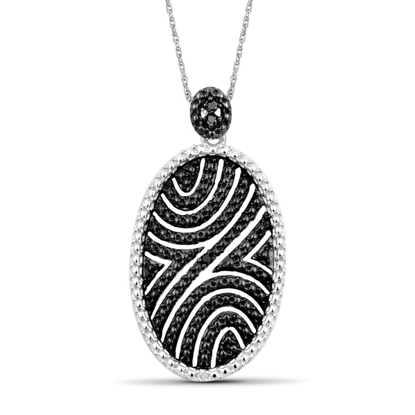 JewelonFire 1/20 Carat T.W. Black And White Diamond Sterling Silver 2 Piece Jewelry Set