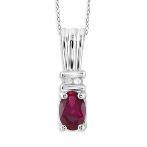 JewelonFire 0.45 Carat T.G.W. Ruby and White Diamond Accent Sterling Silver Pendant - Assorted Colors