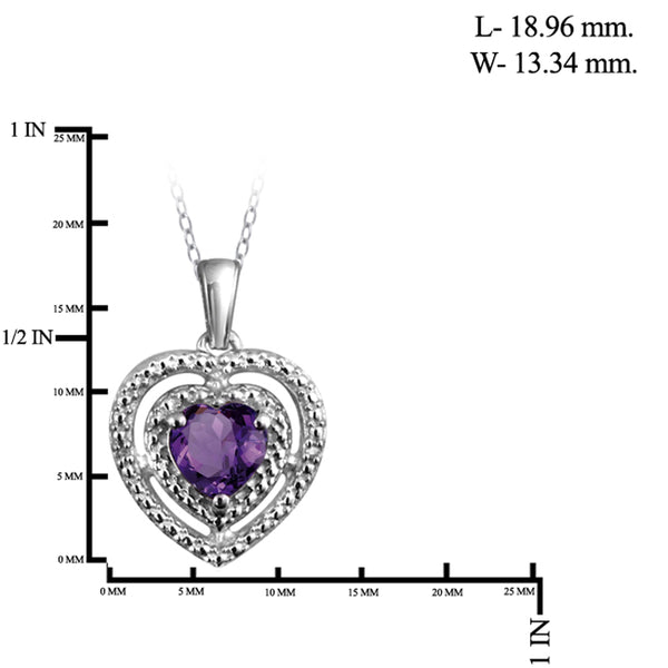 JewelonFire 3/4 Carat T.G.W. Amethyst And White Diamond Accent Sterling Silver Heart Pendant