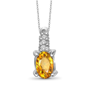 JewelonFire 1/4 Carat T.G.W. Citrine and White Diamond Accent Sterling Silver Pendant - Assorted Colors