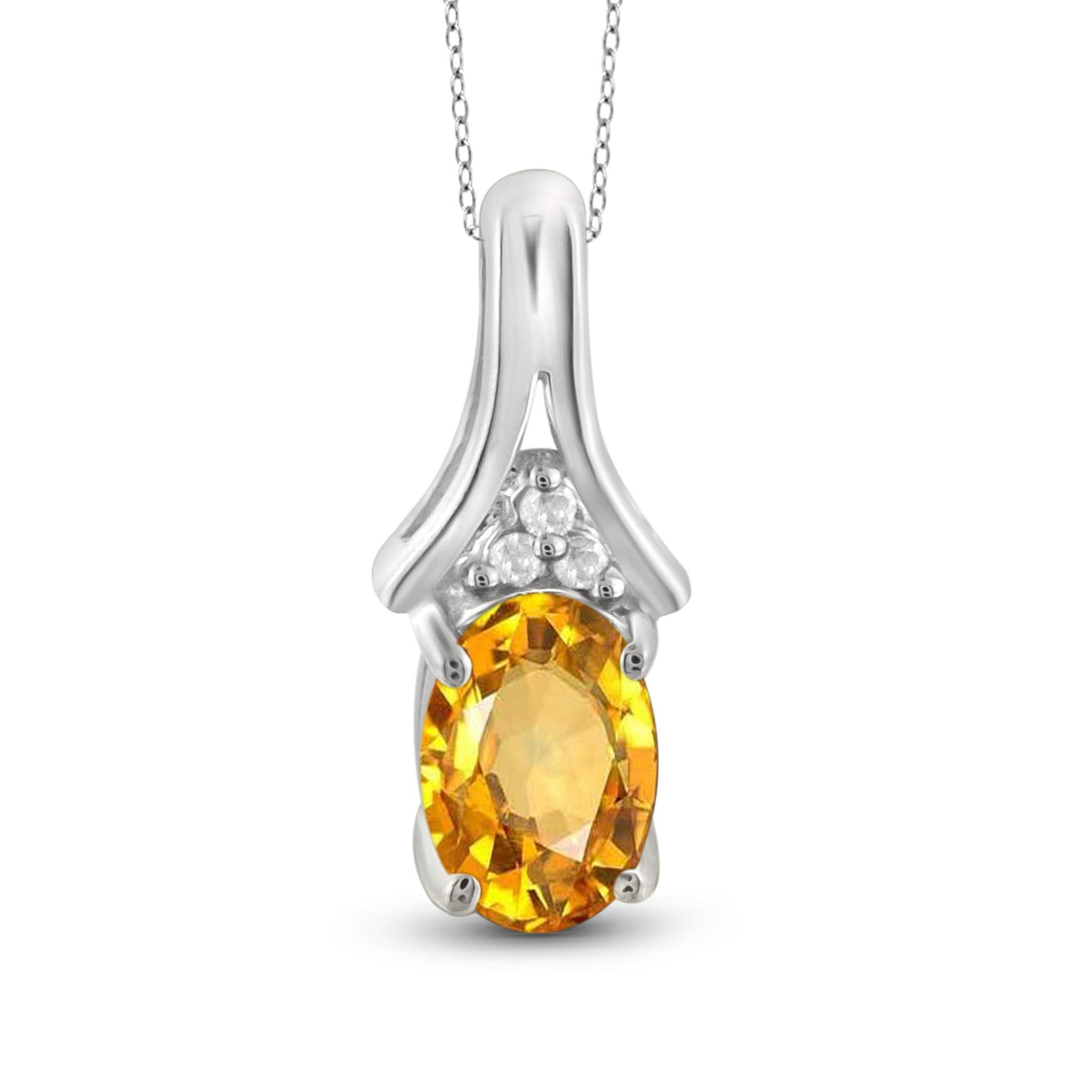 JewelonFire 1/2 Carat T.G.W. Citrine and White Diamond Accent Sterling Silver Pendant - Assorted Colors