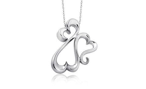 JewelonFire Sterling Silver Entwined Hearts Pendant - Assorted Colors