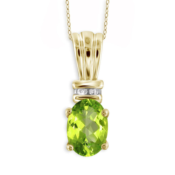 JewelonFire 3/4 Carat T.G.W. Peridot And 1/20 Carat T.W. White Diamond Sterling Silver Pendant - Assorted Colors