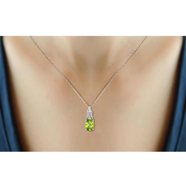 JewelonFire 3/4 Carat T.G.W. Peridot and White Diamond Accent Sterling Silver Pendant - Assorted Colors