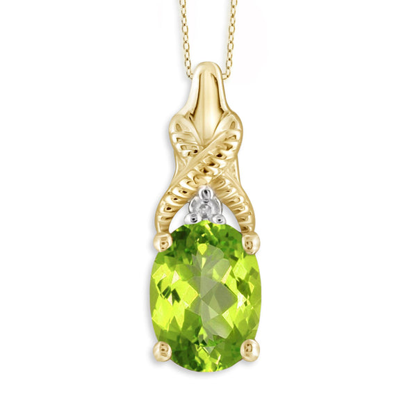 JewelonFire 3/4 Carat T.G.W. Peridot and White Diamond Accent Sterling Silver Pendant - Assorted Colors