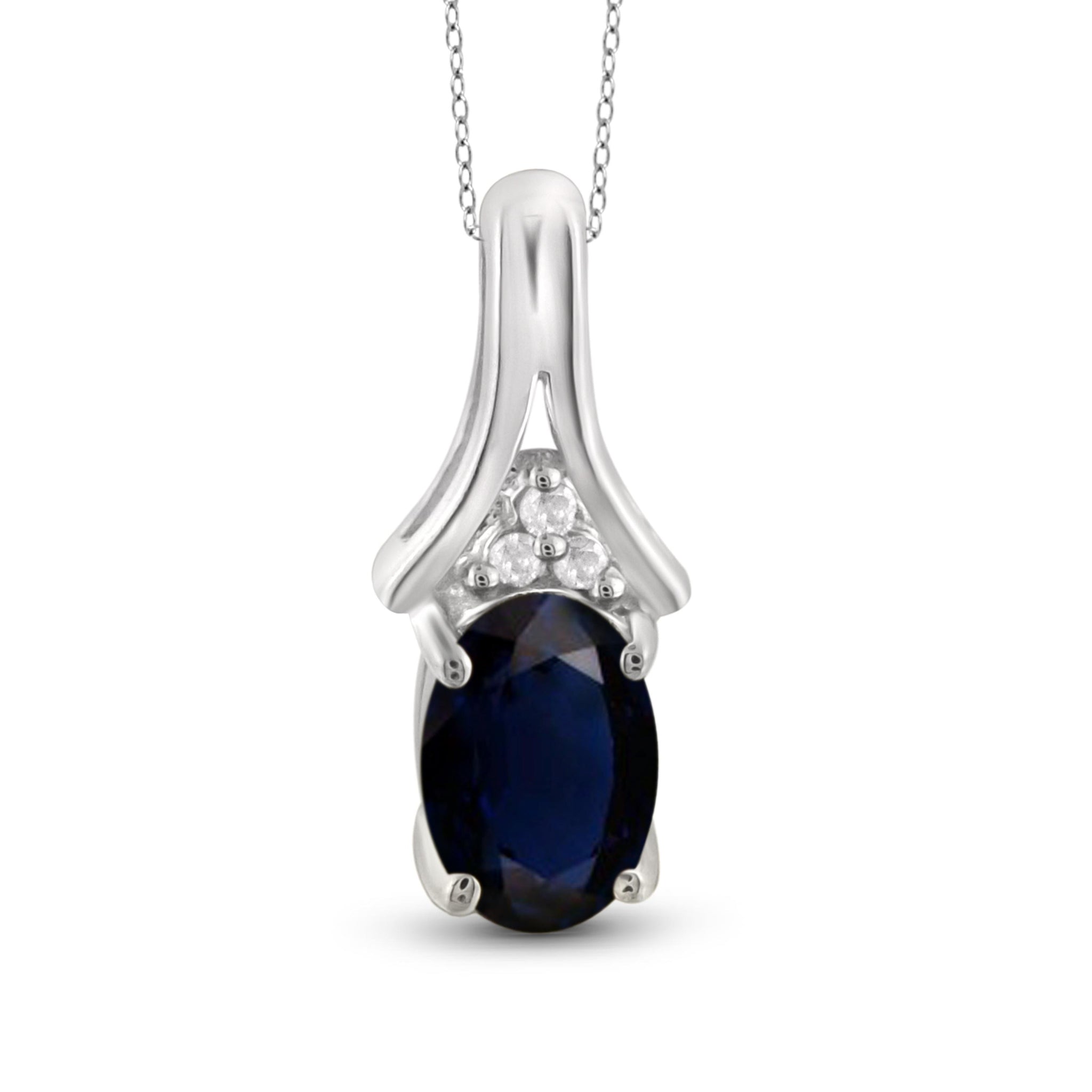 JewelonFire 0.60 Carat T.G.W. Sapphire and White Diamond Accent Sterling Silver Pendant