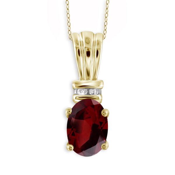 JewelonFire 1.00 Carat T.G.W. Garnet And 1/20 Carat T.W. White Diamond Sterling Silver Pendant - Assorted Colors