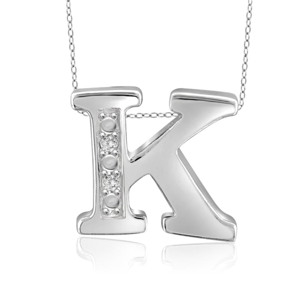 JewelonFire Yours Truly Diamond Accent Sterling Silver "A TO Z" Initial Necklace